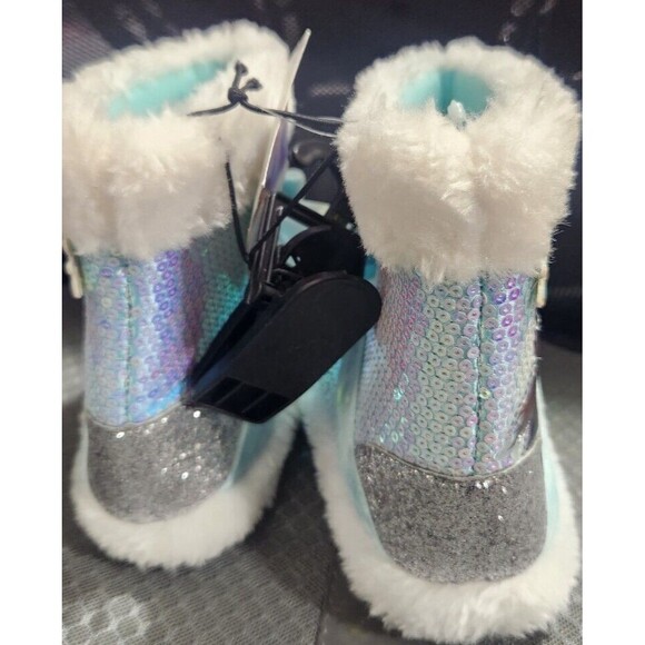 Little Girls Small 5/6 Frozen Bedroom Slippers Velvet Ribbons Fur Bedroom Shoes - Picture 3 of 6